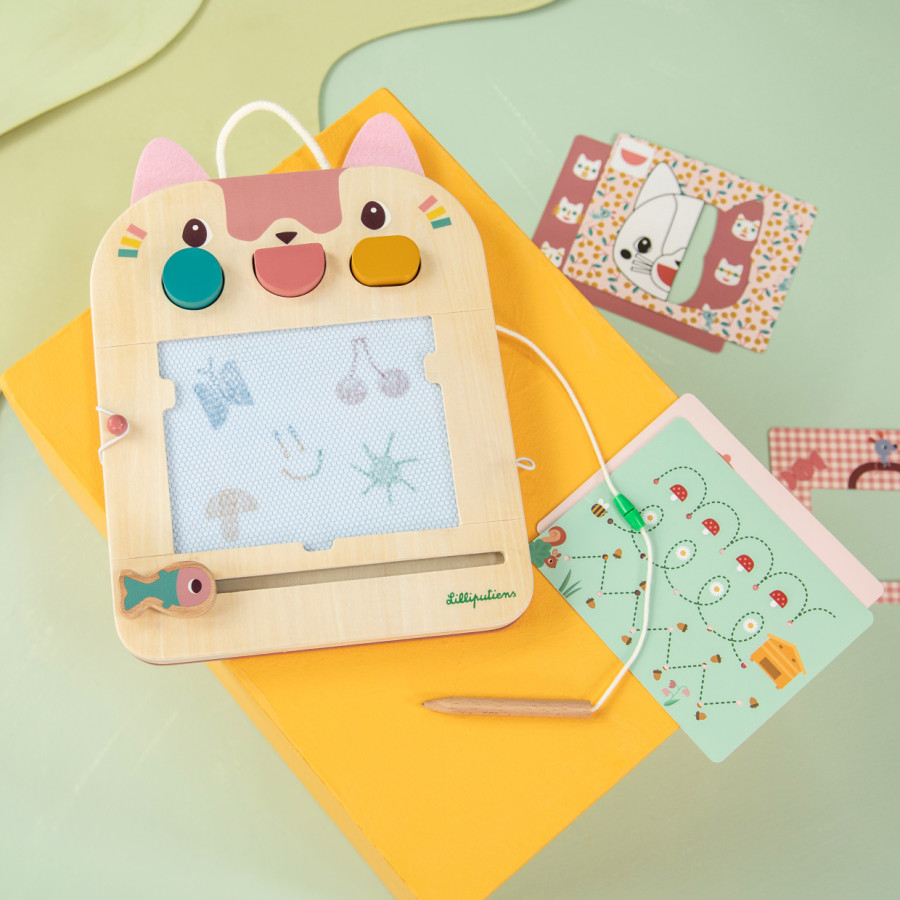 Pizarra mágica de madera de Jeanne la gata