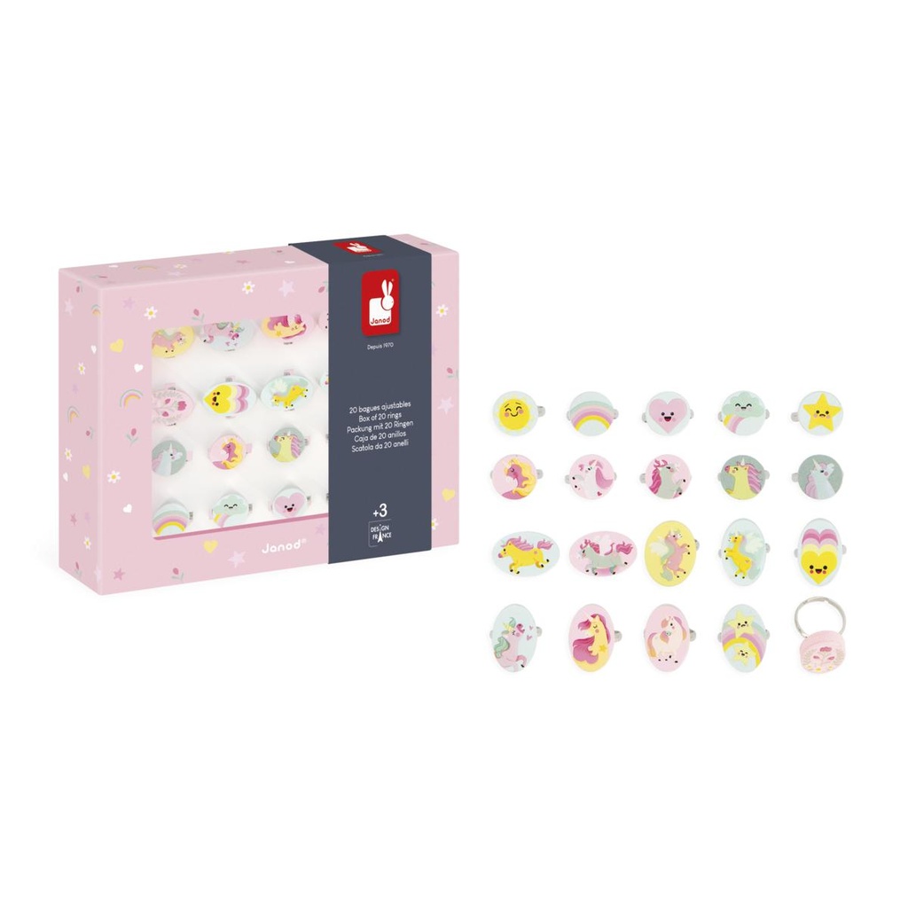 20 anillos ajustables Unicornio
